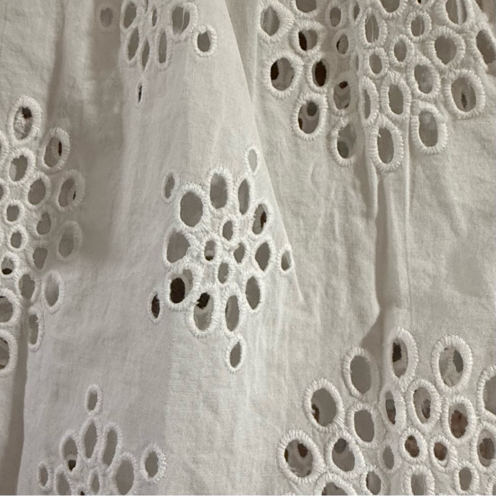 Michael Stars White Eyelet Lace Button Down Shirt Top Large - Picture 3 of 4